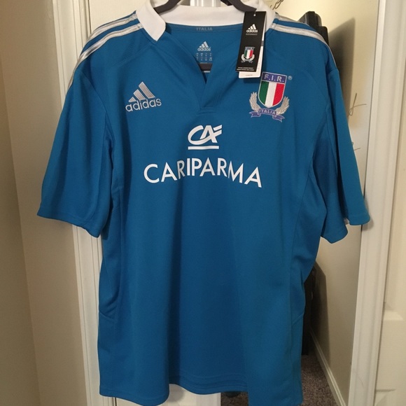 ADIDAS F.I.R ITALIA ITALIAN RUGBY UNION TRACKSUIT TOP BLUE WHITE SIZE L LARGE